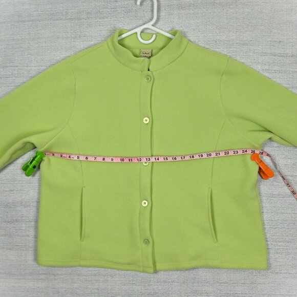 LL Bean 90s Fleece Polartec Thermal Oversized Mock Neck Lime Green Jacket Sz 2XL - Picture 14 of 16